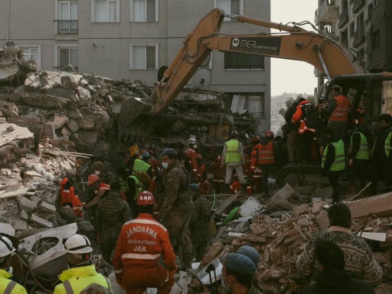 Rescuers work tirelessly amidst rubble in Antakya, Hatay, Türkiye, after an earthquake.
